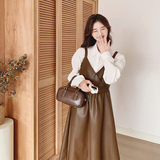 档口现货2026春吊带连衣裙皮衣皮裙有里布C180-P135-控218，女装连衣裙，浙宝256