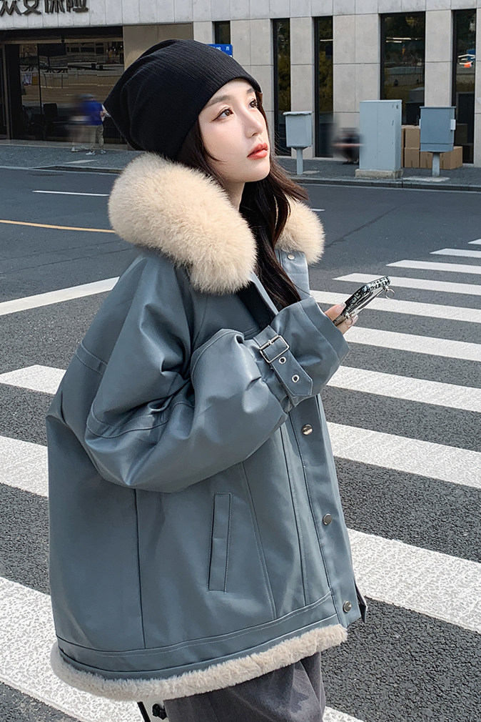 现货2022冬新款短款皮衣兔毛派克服D701-P195-控278,女装棉衣/棉服,浙宝256