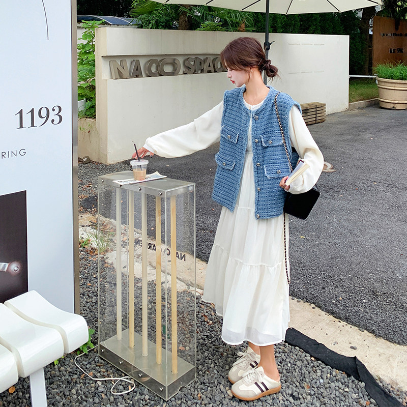 小香风牛仔连衣裙女春秋2025新款高级感轻熟风套装裙流行爆款洋气图片