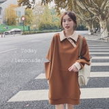 已现货2026春咖色拼色卫衣外套已缩水Q564-P110控178，女装卫衣/绒衫，浙宝256