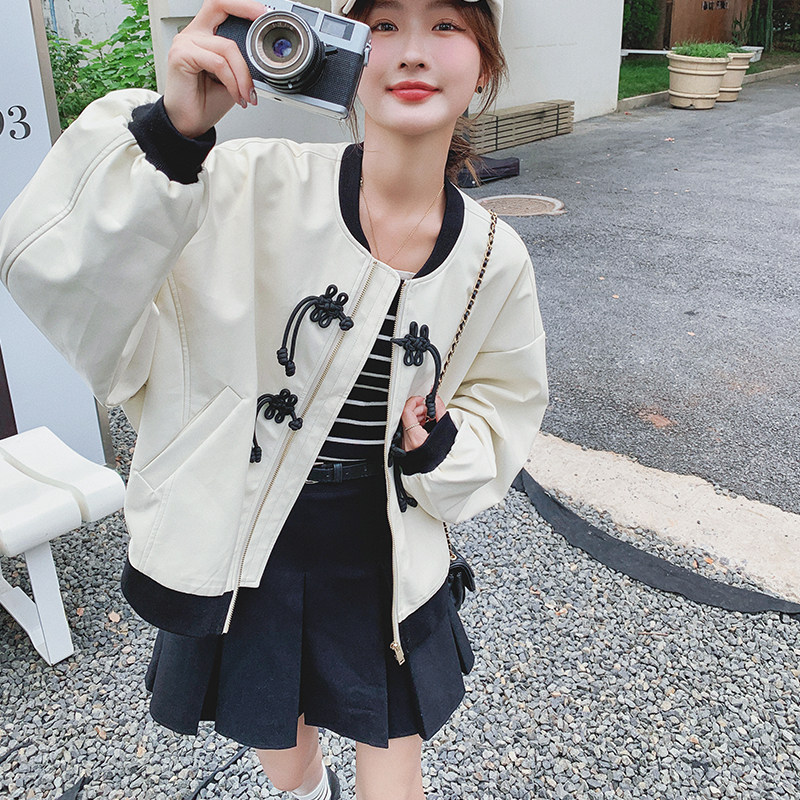 已现货2025春新款新风短外套皮衣PU棒球服Q587-P120-控178,女装短外套,浙宝256