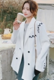 【档口现货】2023秋棋牌格配白色西装外套上衣女C171-P110-控168，女装西装，浙宝256