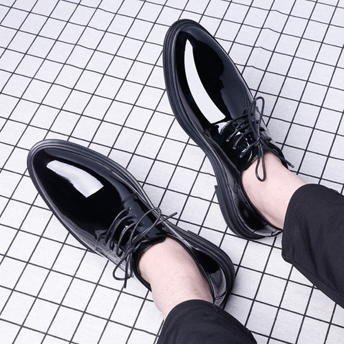 亮面皮鞋男夏季青年内增高男鞋