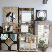 孤品集合 外贸美式 创意设计超大全身穿衣镜仿古浴室镜圆形镜梳妆