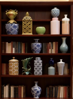 外贸复古陶瓷高温青花瓷器花瓶装饰品玄关书架古董风摆件工艺品