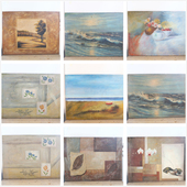 孤品集合 饰艺术手绘油画 大型复古油画侘寂风挂画餐厅花园酒吧装