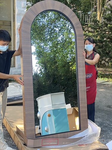 一折特价！出口CASA ARTGIANO黑胡桃木拱形落地穿衣镜显瘦全身镜