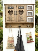 出口北欧乡村风格 实木复古爱心双门三抽铁艺壁柜挂柜吊柜挂墙柜