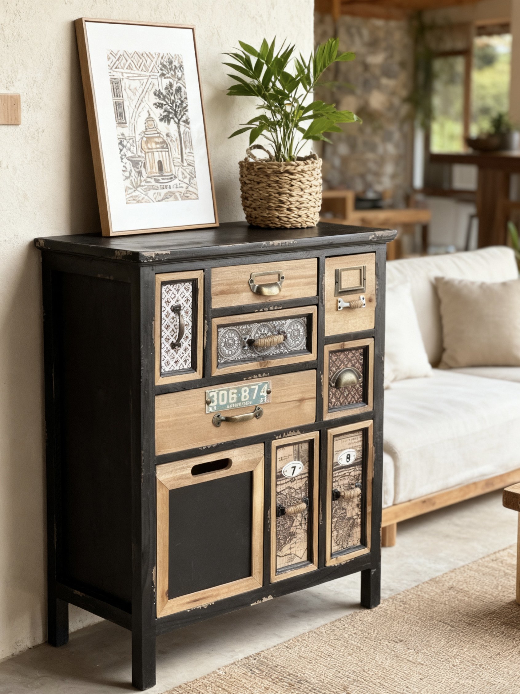 超特价！出口欧美乡村风格复古做旧实木多抽屉斗柜收纳柜子餐边柜,住宅家具,餐边柜,淘宝优惠券,粉丝福利购,淘宝优惠卷