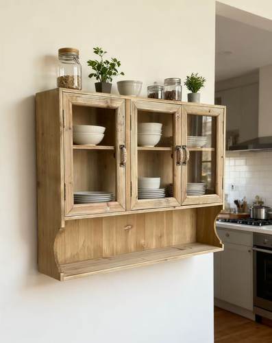 Zakka美式乡村风实木复古玻璃门壁柜挂柜吊柜娃娃柜多功能挂墙柜