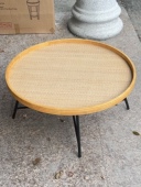 超特价 出口外贸新款 绝美实木复古藤编工艺家具圆桌子茶几休闲桌