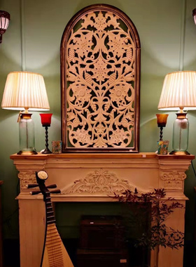 设计师款CBK摩洛哥风格民宿工作室木质做旧雕刻工艺壁饰假窗壁挂