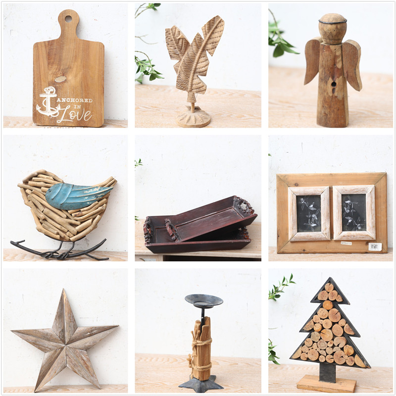 孤品大集合--美式乡村家居装饰品仿古纯手工工艺竹木创意装饰摆件