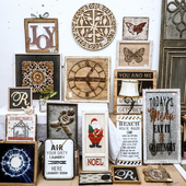 孤品大集合 外贸复古家居庭院装 饰壁挂铁艺木质做旧墙面壁饰挂件