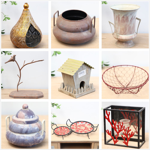 孤品大集合--外贸复古家居庭院装饰工艺品铁艺做旧园艺杂货挂摆件