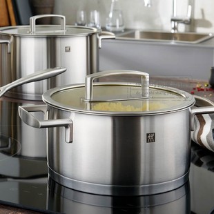 德国进口双立人Vitality系列不锈钢汤锅深烧锅电磁炉通用玻璃盖