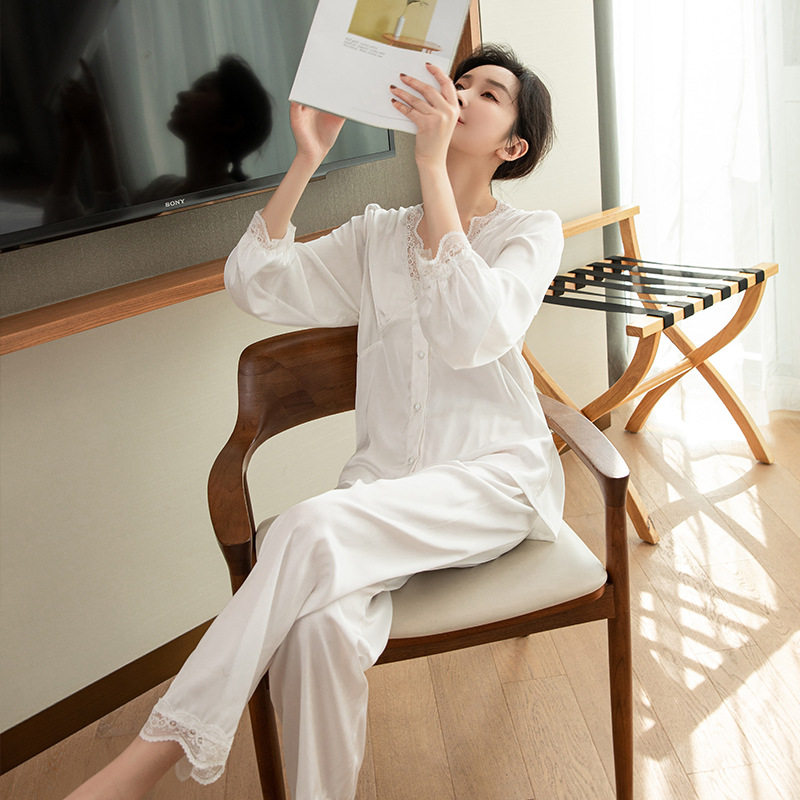 缎面轻奢感长袖短袖丝绸性感冰丝睡衣女夏季薄款家居服可外穿