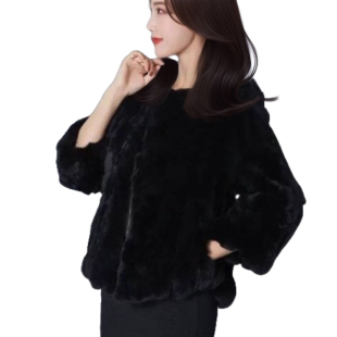 上衣 显瘦皮毛一体保暖短款 真獭兔毛皮草外套女2025秋冬新款 时尚