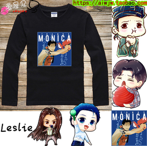张国荣T恤thanks monica长袖衣服同款Q版leslie男女周边纯棉