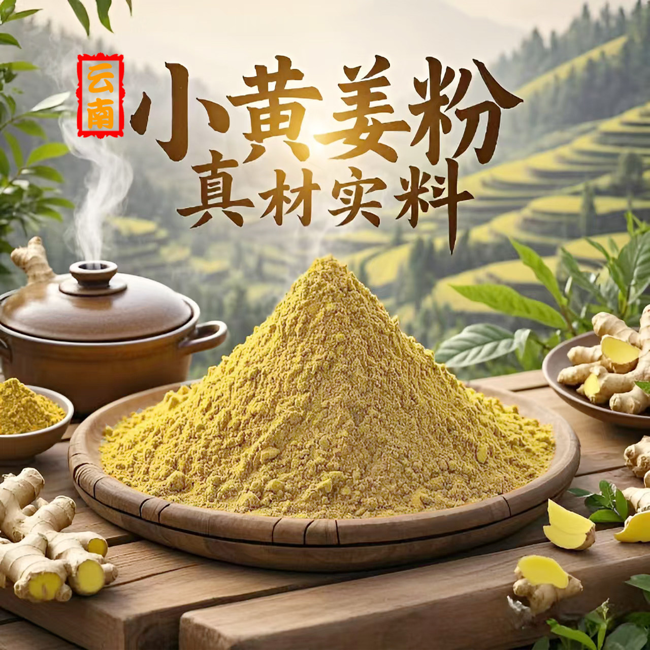 云南小黄姜粉食用姜末生姜粉末老姜纯干姜粉冲饮调味料泡脚原始点