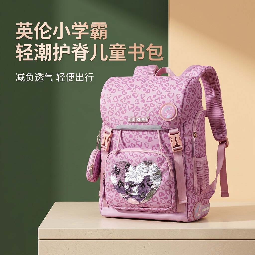 英伦克曼女童护脊减负书包