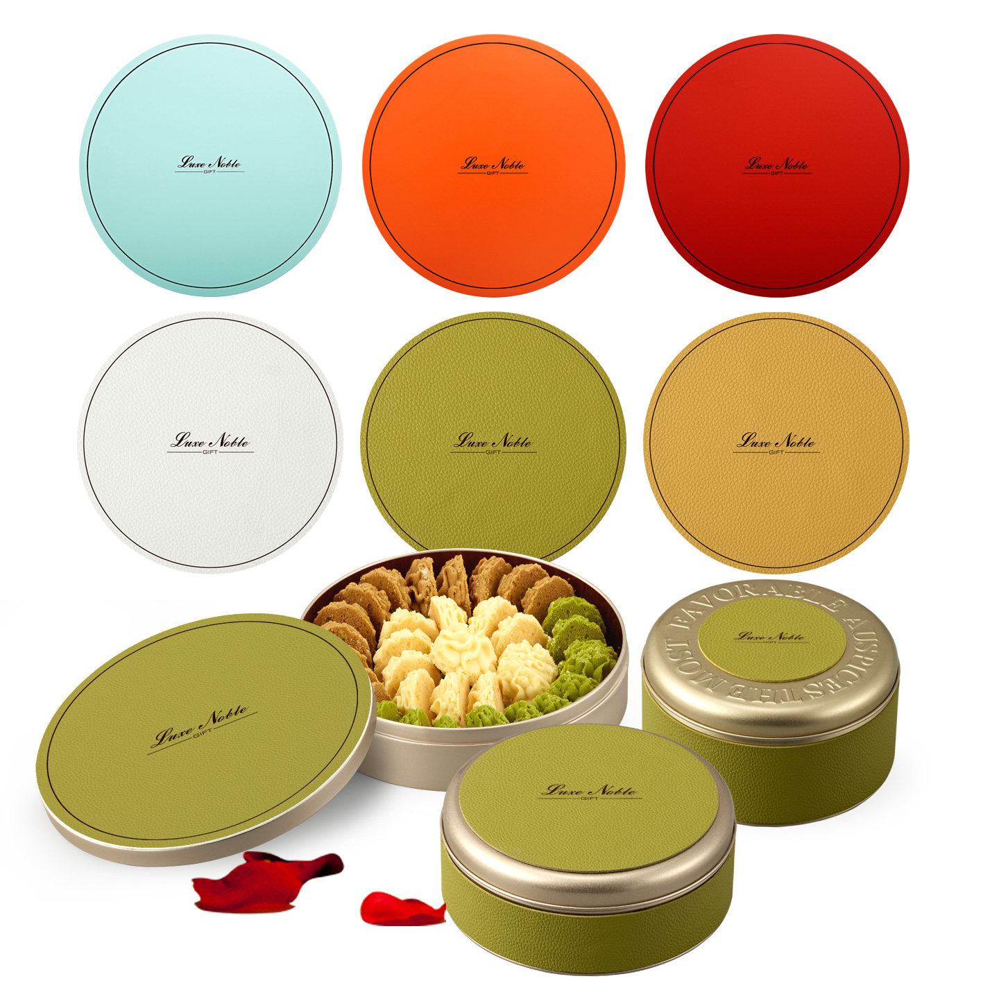 抹茶绿橙色黄色烘焙圆型小铁罐礼品包装盒牛扎糖曲奇饼干糖盒饼