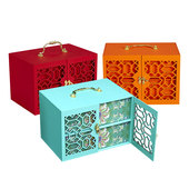 饼盒定制 6粒装 花窗雕刻金属手提双层月饼礼品包装 盒酒店盒子8粒装