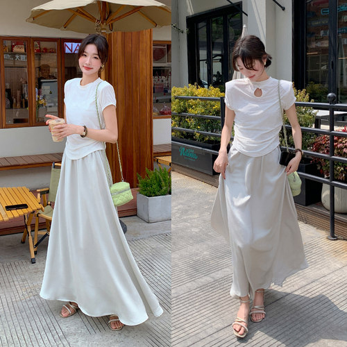 首发新款 前后两穿弹力提花上衣+大裙摆仙女裙两件套P170-K220