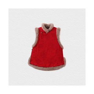 【上上签】 中国红新年冬季马甲背心上衣新中式女红色过年2025年