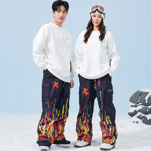 XXXsnow单板加棉涂鸦滑雪裤男女