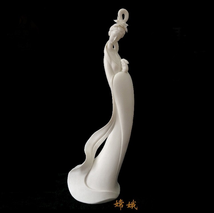 瓷语堂/德化白瓷器人物瓷塑古代美仕女摆件嫦娥奔月仙女现代抽象