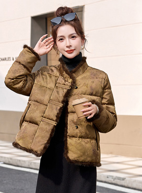 新中式立领羽绒服2025冬新款减龄复古盘扣保暖白鸭绒外套YH99933