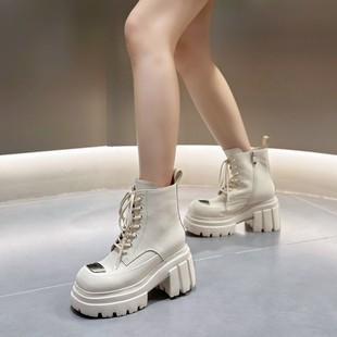 英伦风马丁靴女厚底炸街小短靴2025新款 秋冬小个子女靴复古靴