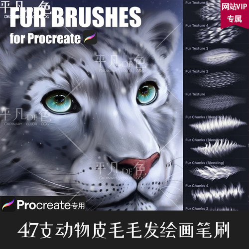 Procreate笔刷 47支兽类毛发动作皮毛绘画笔触 IPAD大师级画板760