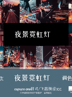 captureone样式 城市街拍夜景霓虹灯色调调色滤镜C1飞思预设CO746