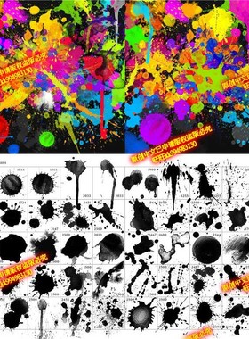 AD笔刷50支水墨染料墨迹喷溅油漆飞溅affinity designer绘画D19