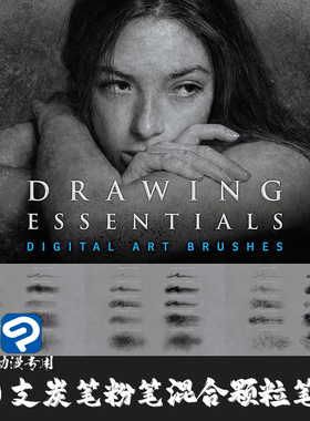 ClipStudioPaint笔刷 100支木炭粉铅笔混合颗粒素描CSP优动漫画笔