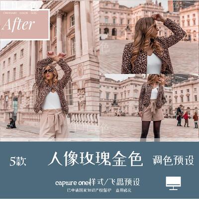 capture one样式 旅拍人像玫瑰金调色风光滤镜C1飞思预设CO833