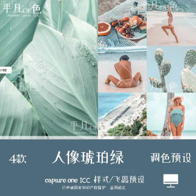 capture one样式人像写真琥珀绿旅拍胶片调色滤镜C1飞思预设CO794