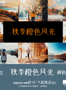 capture one样式 秋季橙色风光人像旅拍调色滤镜 C1飞思预设CO766