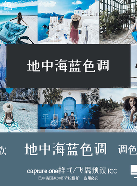 capture one样式 人像地中海蓝色调旅拍调色滤镜 C1飞思预设CO752