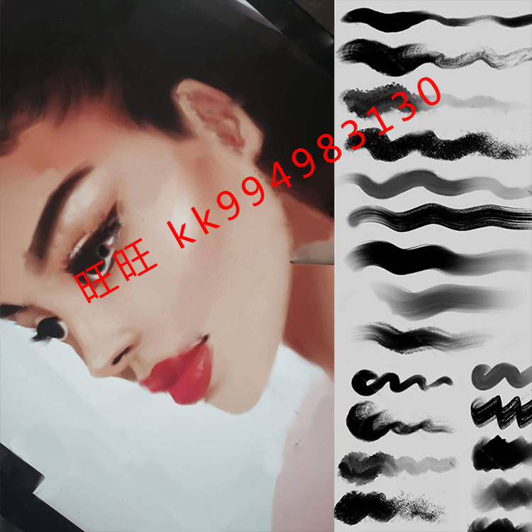 Procreate笔刷手绘人物油墨厚涂抹风格绘画油画IPAD大师级画板525