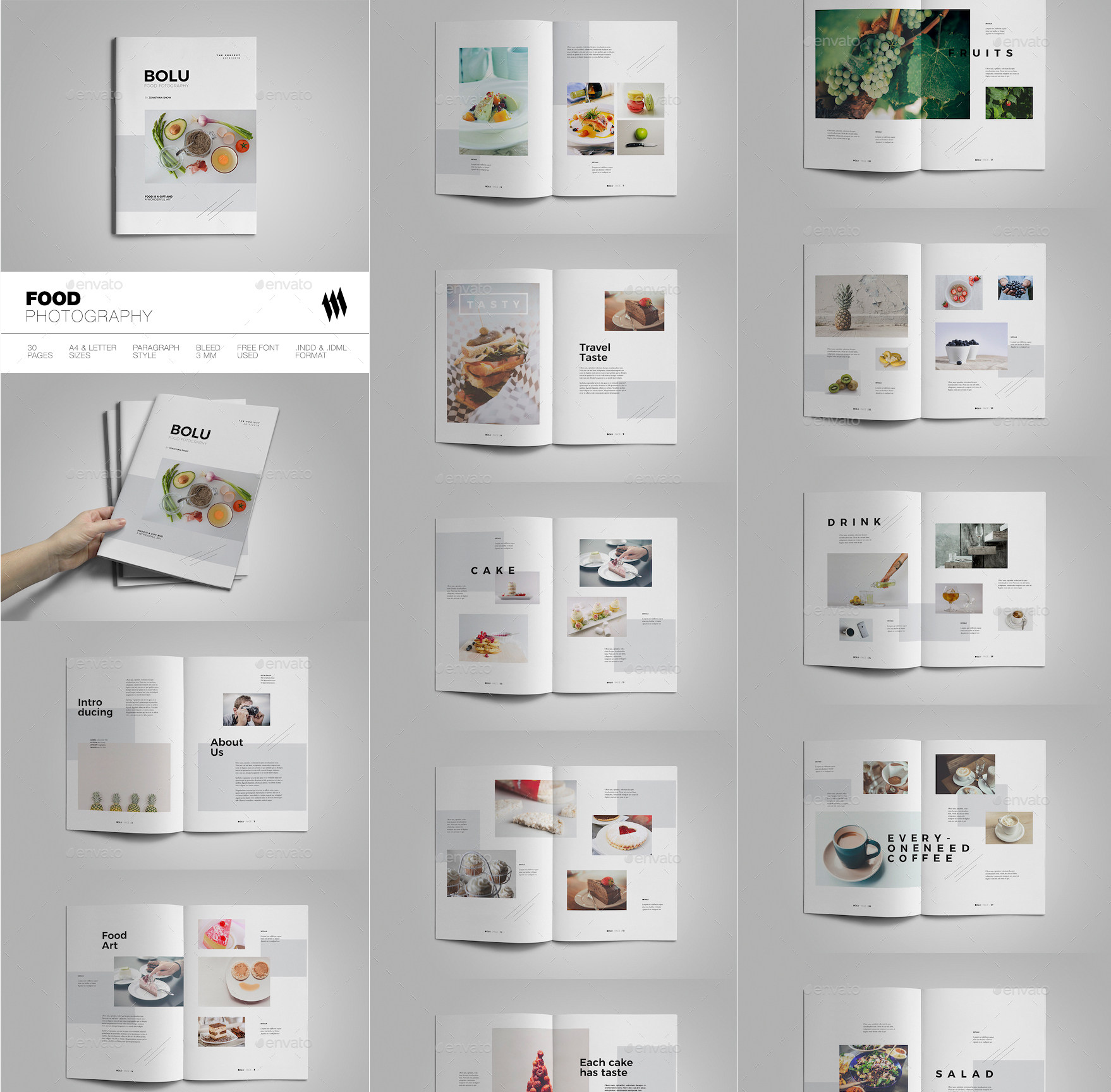 indesign高端模板源文件a4 30p高品质食品食物餐饮杂志id画册素