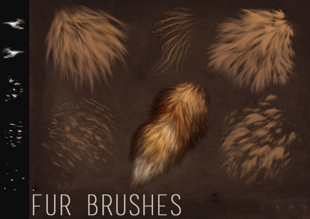 ps画笔笔触笔刷 12款皮毛毛发纹理绒毛材质画笔ps绘画设计素材