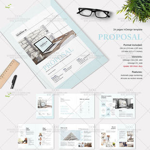Indesign/Word模板A4 24P竖版企业VI品牌手册画册杂志ID素材