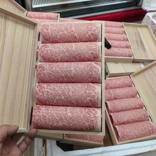 澳洲m12眼肉火锅卷250g寿喜烧霜降黑毛和牛雪花牛肉原切食材木盒