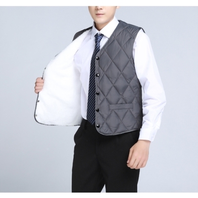 秋冬马甲羽绒棉背心男款爸爸坎肩新款加绒加厚老人男士马夹羊羔绒