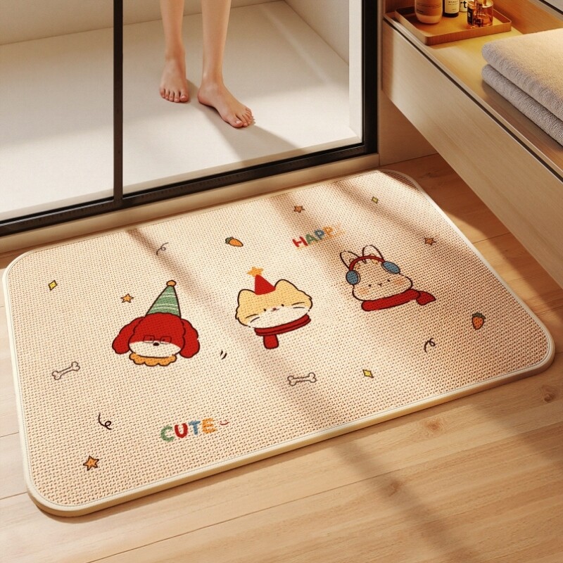亚麻卫生间门口吸水地垫浴室防滑地垫厕所地垫防摔地垫洗澡专用垫