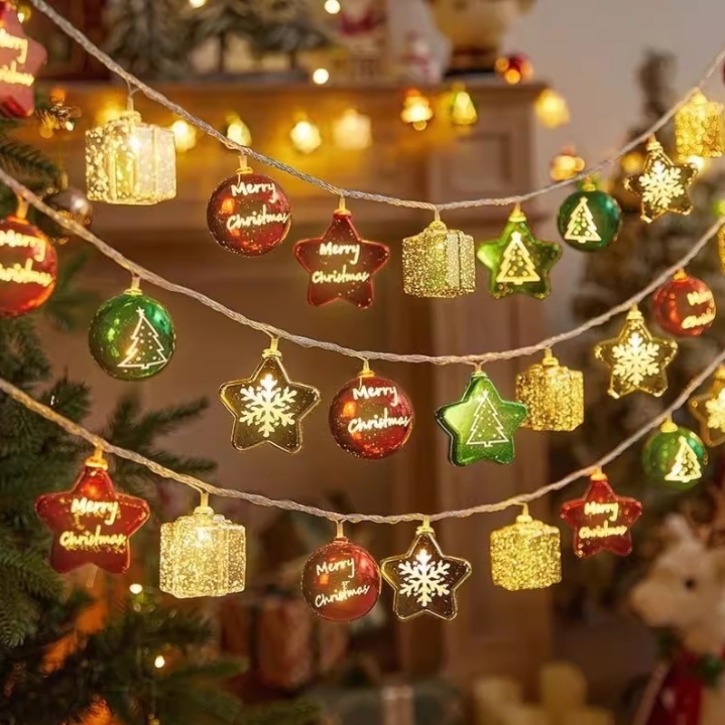 圣诞节树装饰灯串挂件led小彩灯串灯生日房间氛围场景布置星星灯