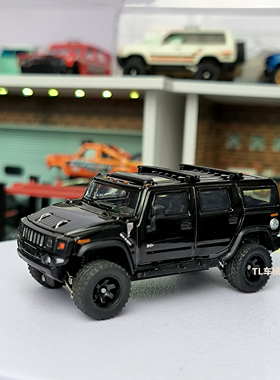 JKM悍马H2合金车模1:64改装胶胎避震改装越野车汽车模型收藏